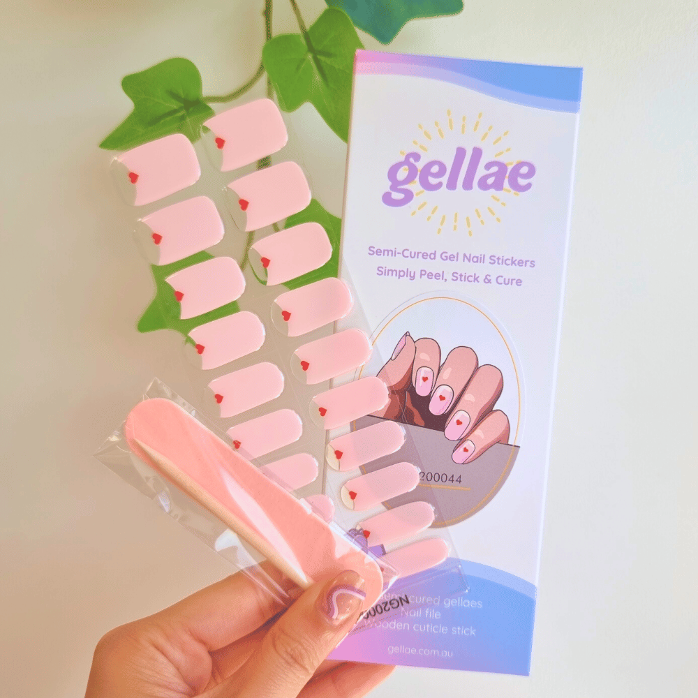 Gellae Valentine Love Letter DIY Semicured Gel Nail Sticker Wrap Kit 