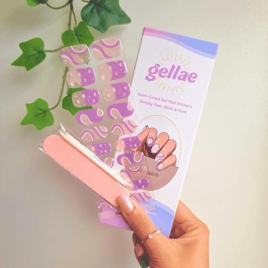 Gellae Violet Milkyway DIY Semicured Gel Nail Sticker Wrap Kit 5