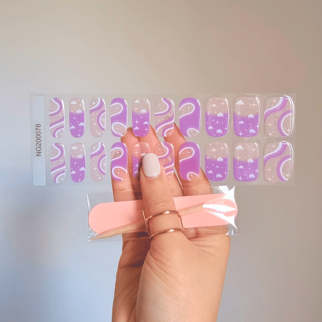 Gellae Violet Milkyway DIY Semicured Gel Nail Sticker Wrap Kit 5