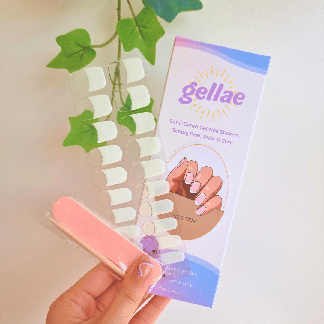 Gellae White French Tip DIY Semicured Gel Nail Sticker Wrap Kit 