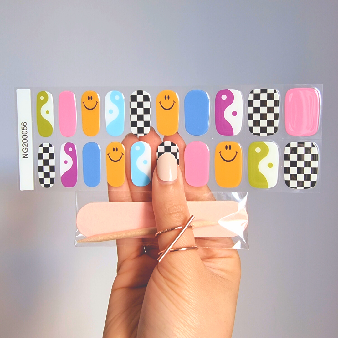 Gellae Y2K Groovy Vibes DIY Semicured Gel Nail Sticker Wrap Kit 