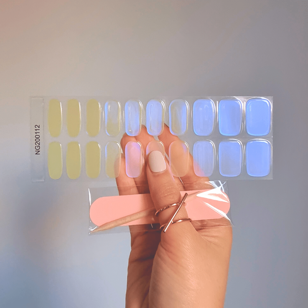 Gellae Yellow Periwinkle (Pearlescent) DIY Semicured Gel Nail Sticker Wrap Kit